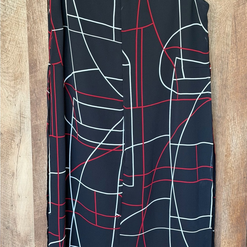 Alfani Black Dress with Red and White Geometric Design - Picture 11 of 12
